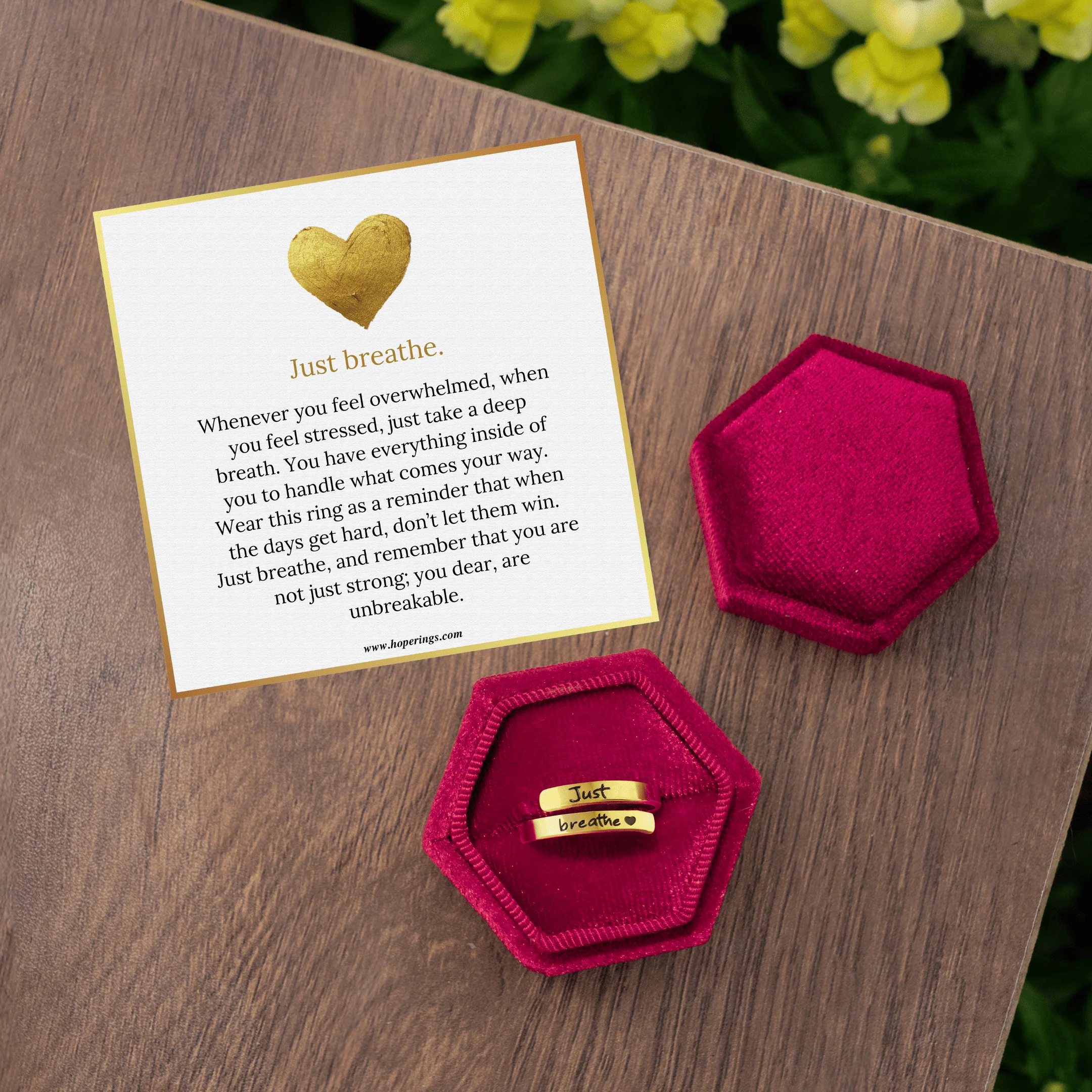 Gold Just Breathe Ring - Image 4
