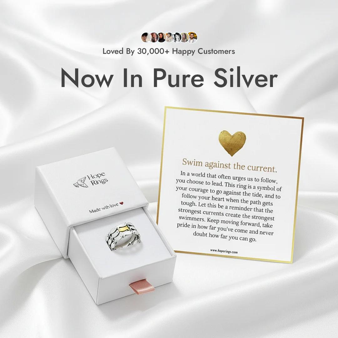 Swim Against The Current Ring - Pure Silver (5 Pack)