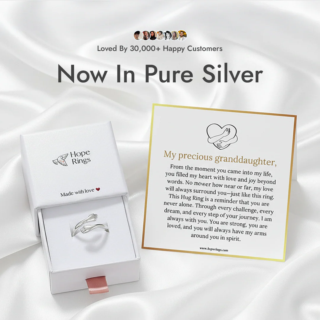 To My Granddaughter - Hug Ring (Pure Silver) 4 Pack